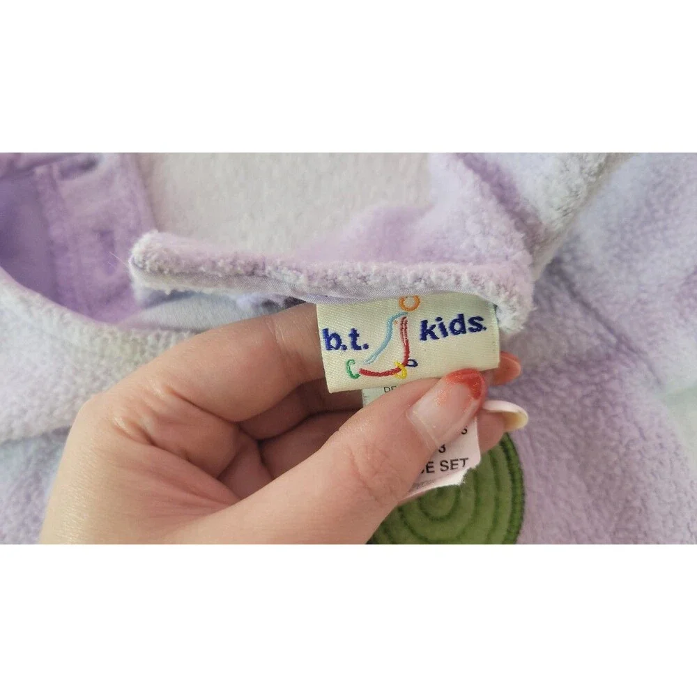 Vtg B.T. Kids Baby Girl Fleece Sweater 12M Embroidered House Tree Flowers 90s